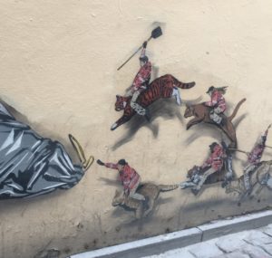 Oeuvre "Les Héros du quotidien"du street artiste Jaune à Bruxelles