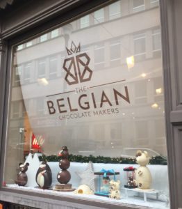 La devanture de la boutique The Belgian Chocolate Makers
